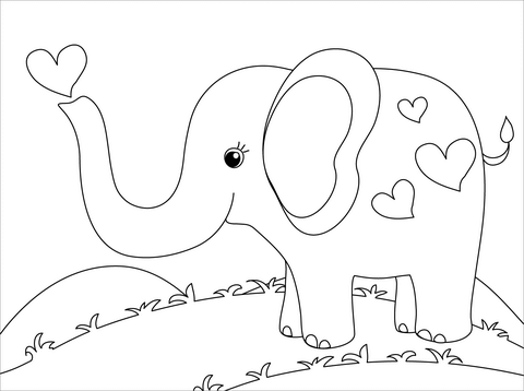 Cute Elephant Coloring Page